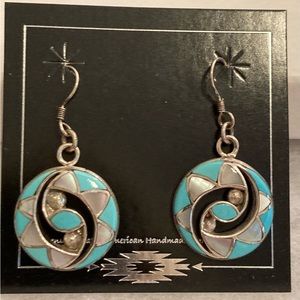 Native American Turquoise Inlay Earrings ~ new without tags.